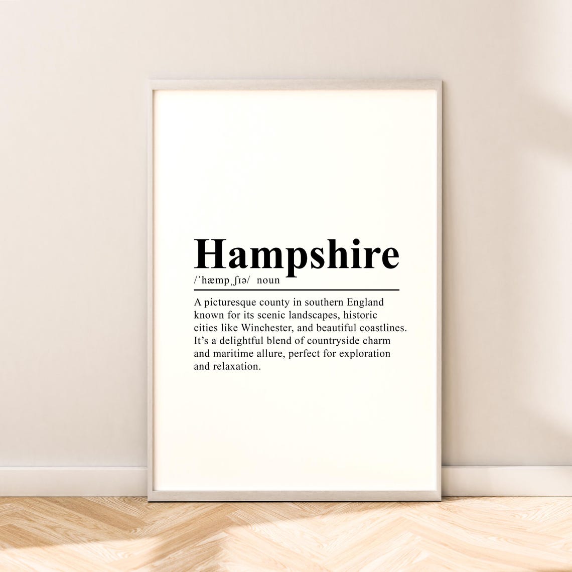 Hampshire Minimalist Travel Poster, Hampshire England