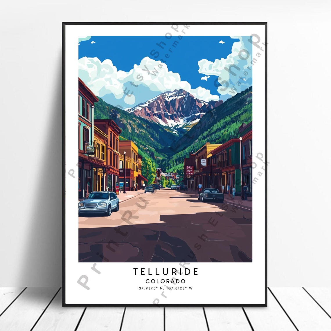 Telluride Travel Print Colourful Wall Poster Illustration Minimalist Art Colorado Home Decor Gift