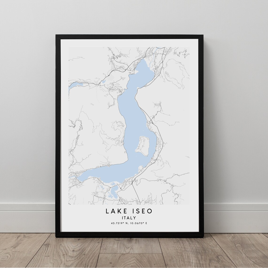 Lake Iseo Minimalist Map, Travel Poster Art Print