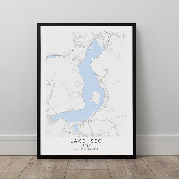Lake Iseo Minimalist Map, Travel Poster Art Print