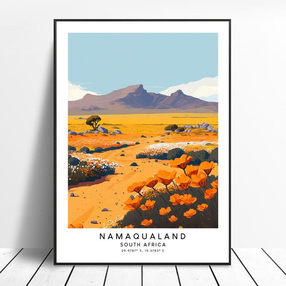 South Africa Travel Print Colourful Namaqualand Poster Abstract Minimalist Wall Art Gift