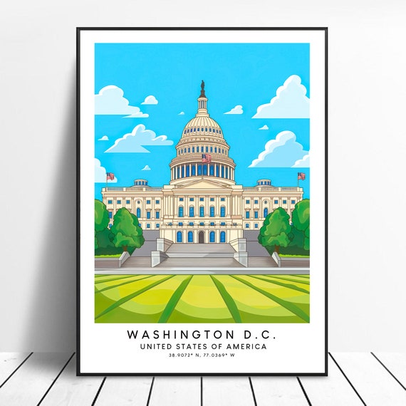 Washington Dc Travel Print Colourful Wall Poster Minimalist Gift