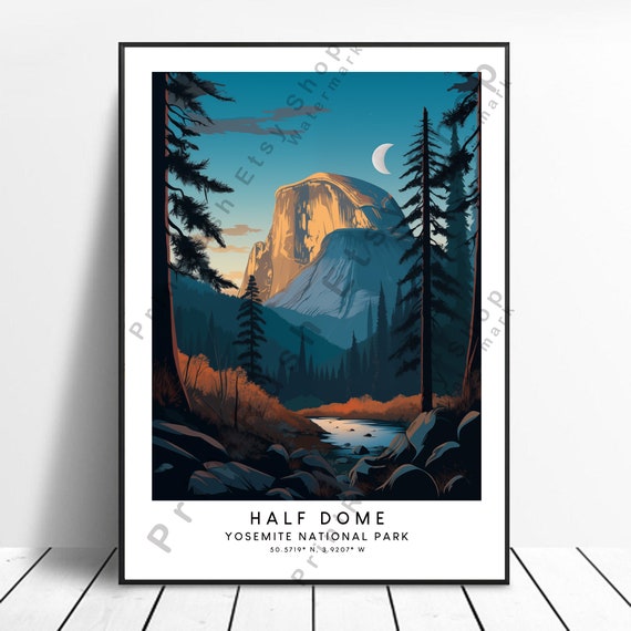 Half Dome Travel Print Poster Wall Art Colourful Dcor Illustration