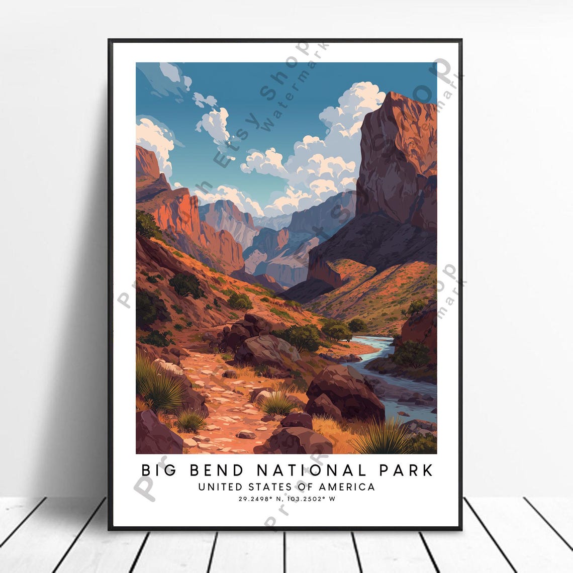Big Bend National Park Canyon Trail Desert Hike Travel Poster
