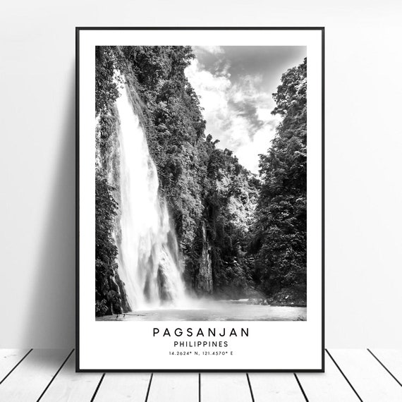 Pagsanjan Falls Travel Poster, Minimalist Black And White