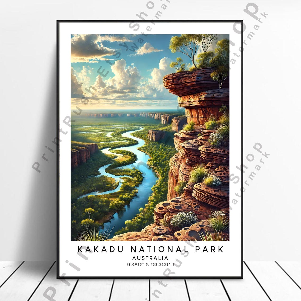 Kakadu Australia River Canyon Red Cliff Wetland Vista Travel Poster