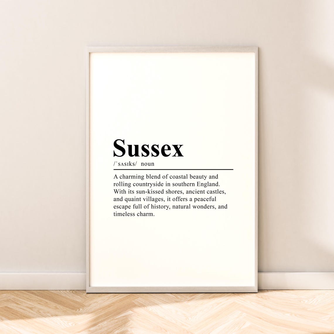 Sussex Travel Print Sussex Wall Art Sussex Print Sussex Poster Minimalist Sussex Wall Print Sussex England Wall Dcor Wall Hanging Gift