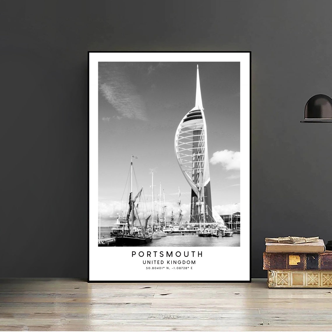 Portsmouth Travel Print Portsmouth Wall Art Print Black And White Portsmouth Home Dcor Portsmouth Print Art Portsmouth Gift Print - Image 2