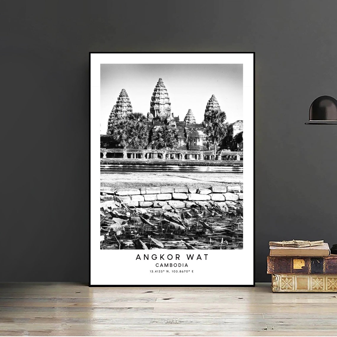 Angkor Wat Minimalist Black And White Travel Poster, Cambodia - Image 2