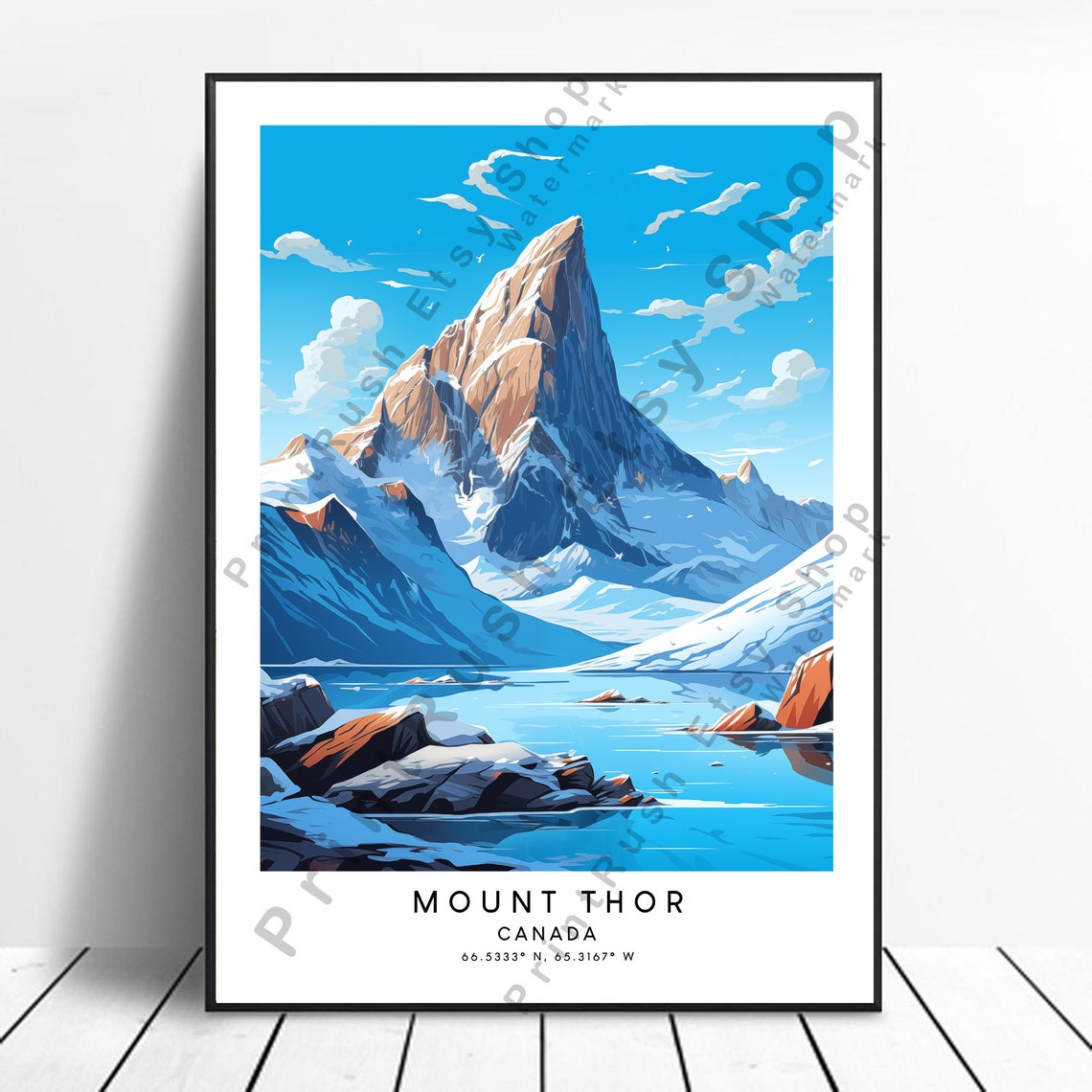 Mount Thor Canada Minimalist Arctic Peak Adventure Travel Art Poster