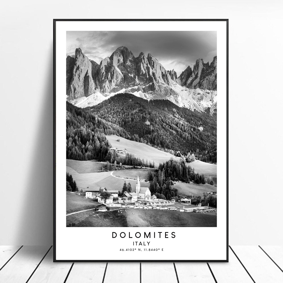 Dolomites Minimalist Travel Poster, Italy Wall Art