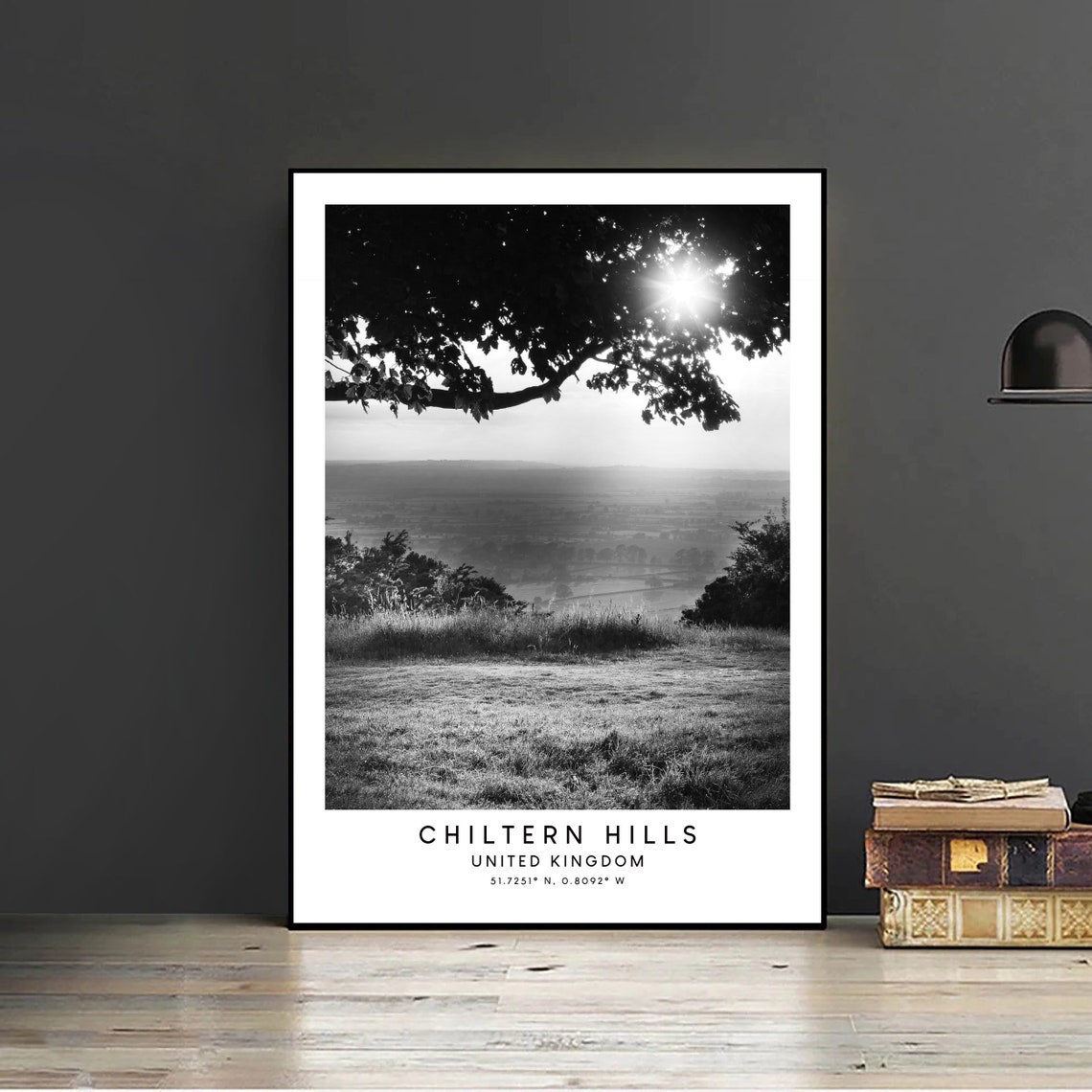 Chiltern Hills Minimalist Black and White Art Print - Image 2