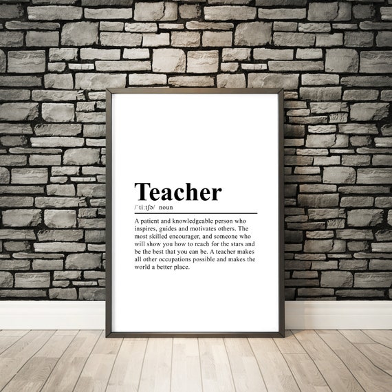 Teacher Definition Quote Poster, Typography Wall Art