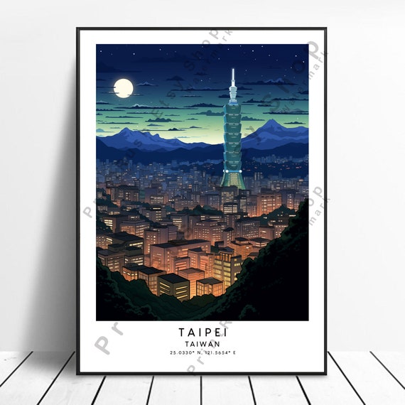 Taipei Taiwan Travel Print Wall Decor Minimalist Home Dcor Gift Art Hanging Poster