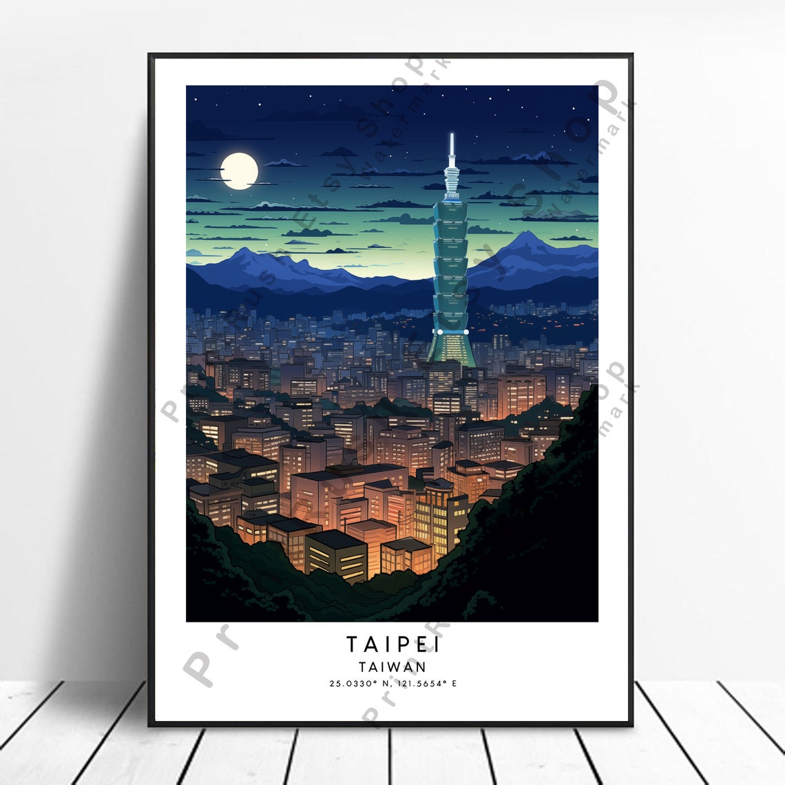 Taipei Taiwan Travel Print Wall Decor Minimalist Home Dcor Gift Art Hanging Poster