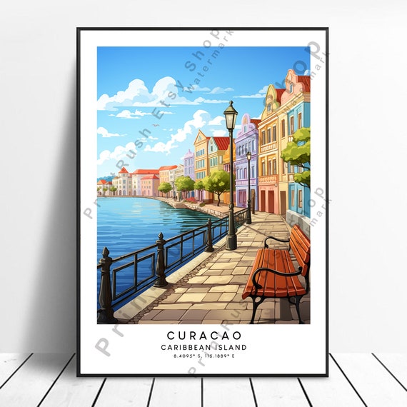 Curaao Travel Print Curacao Poster Colourful Wall Art Home Dcor Hanging Caribbean Gift