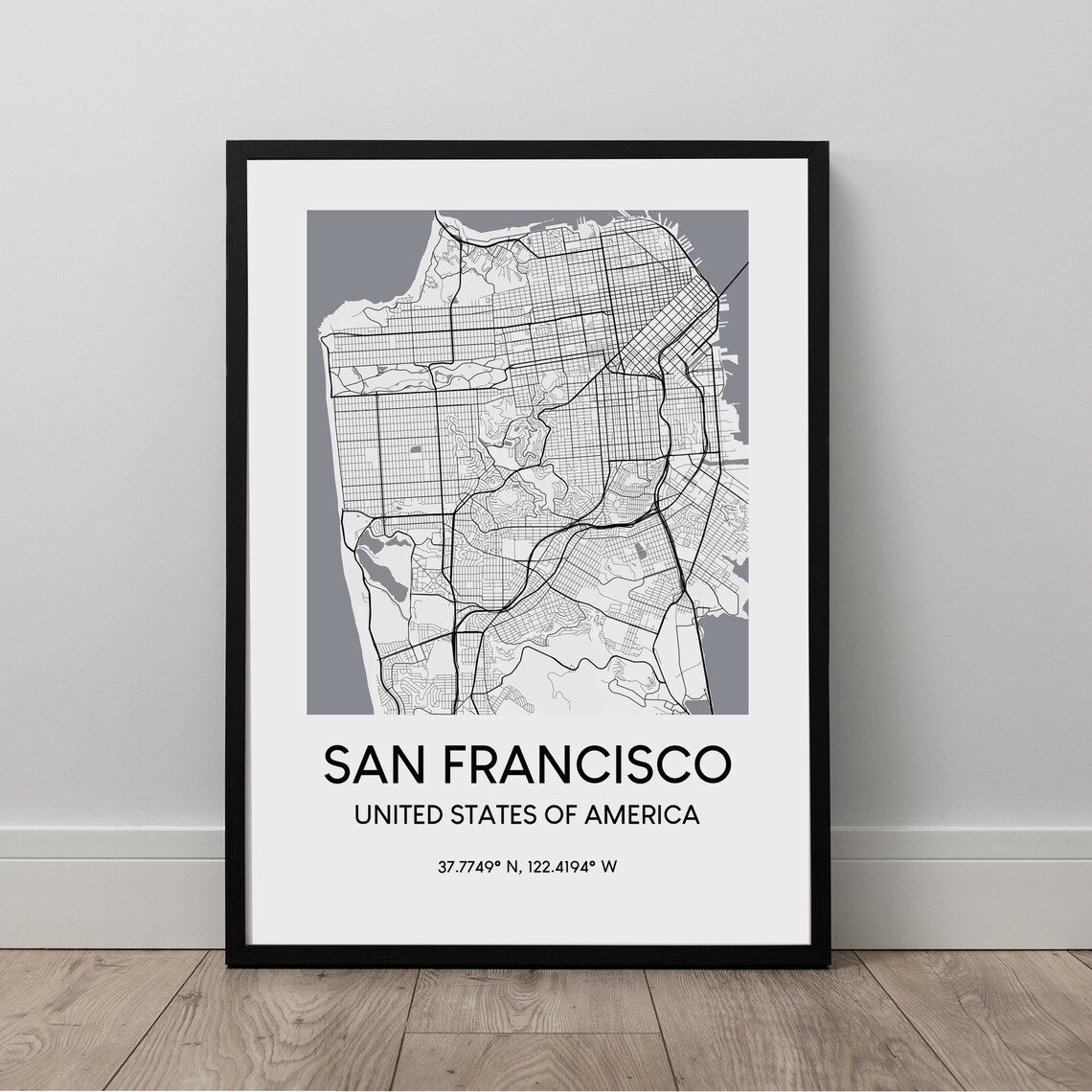 San Francisco Map Print City Wall Art Travel Minimalist Poster Gift
