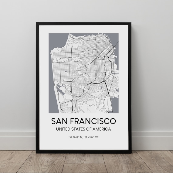 San Francisco Map Print City Wall Art Travel Minimalist Poster Gift