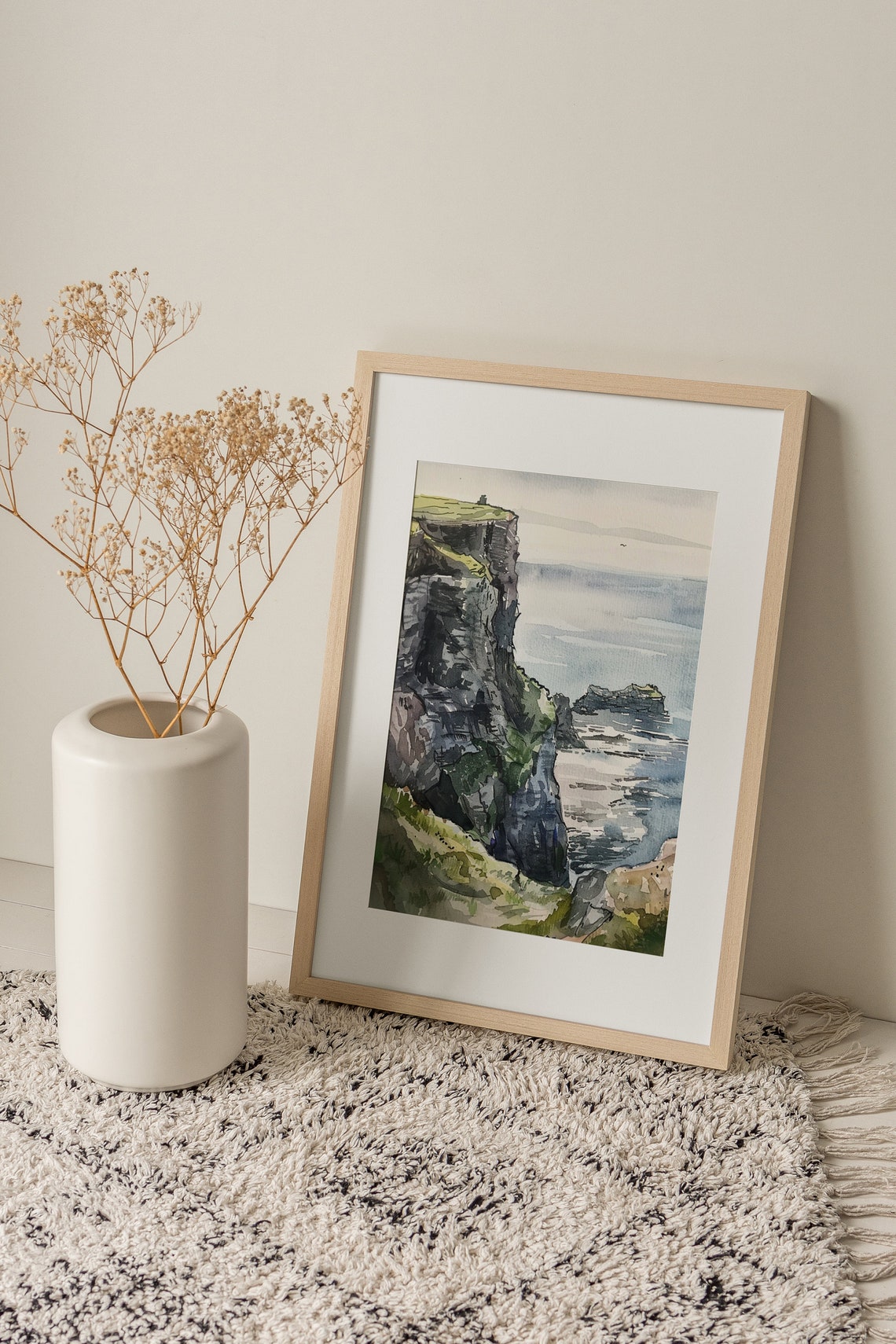 Cliffs of Moher Ireland Sea Cliffs Watercolor Coastal Poster - Image 4