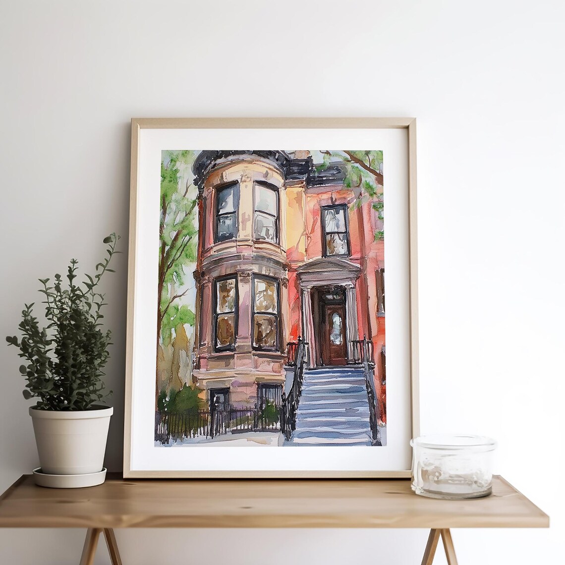 Boston Victorian House Watercolor Art Print, Cityscape - Image 4