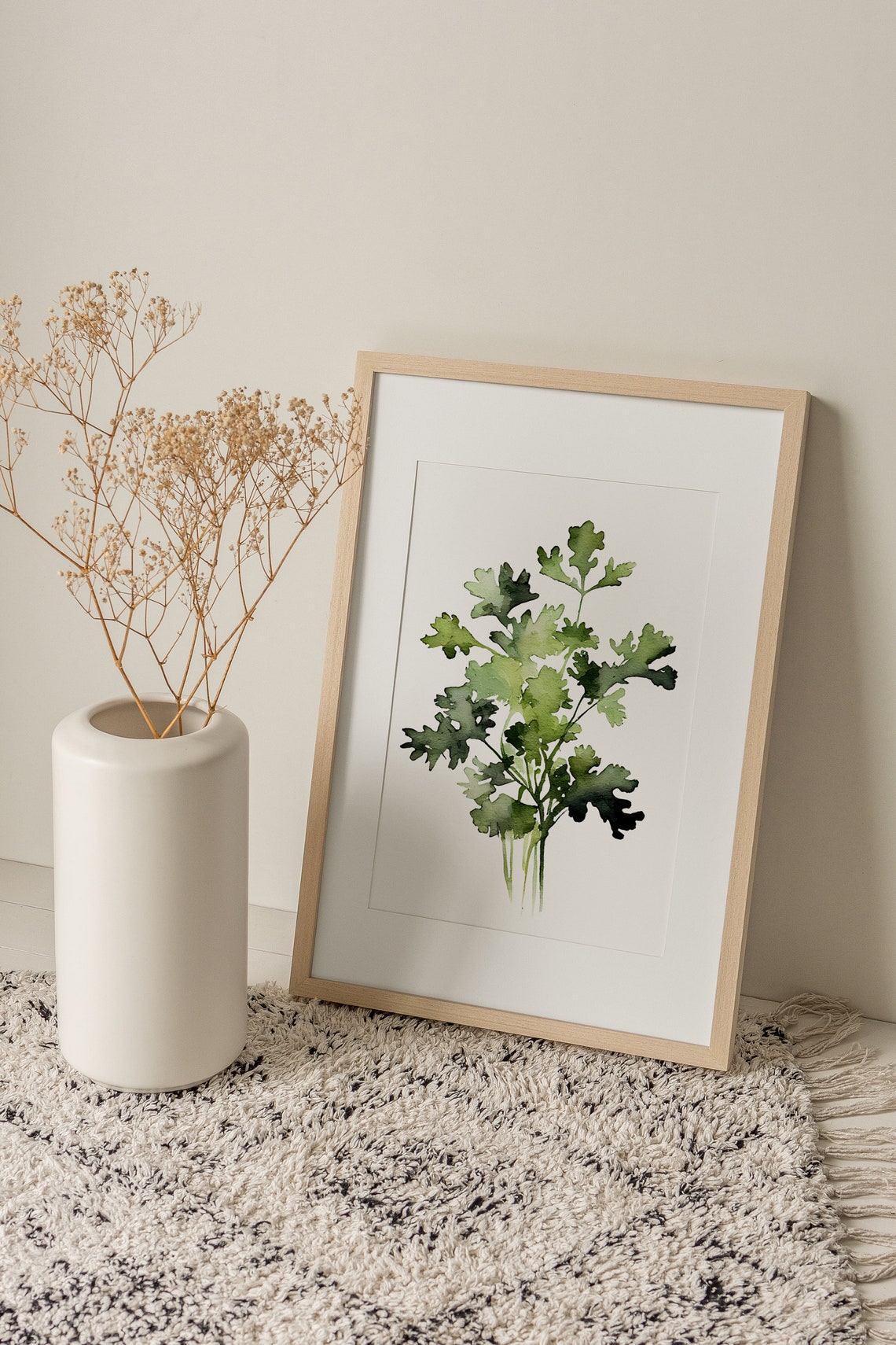 Parsley Herb Watercolor Minimalist Botanical Kitchen Green Poster - Image 3