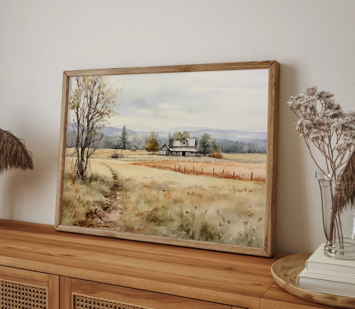Countryside Painting Farmhouse Watercolor Art Print - Image 5