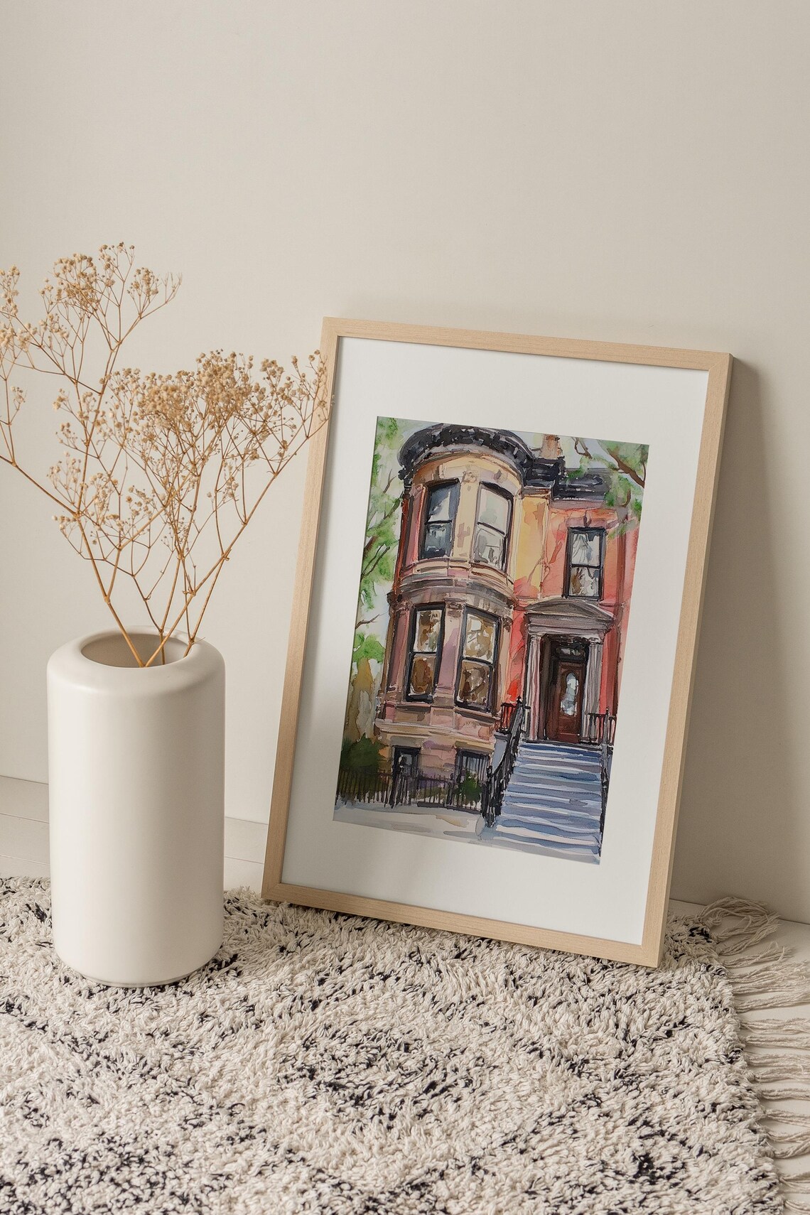 Boston Victorian House Watercolor Art Print, Cityscape - Image 3