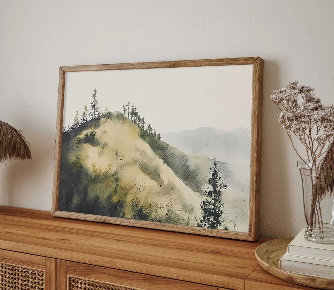 Humboldt County Watercolor Hillside Landscape Art Print - Image 4