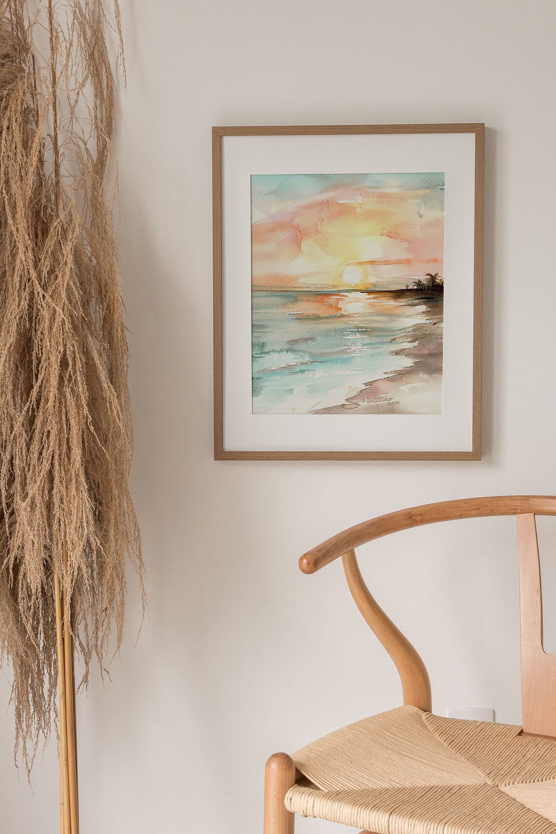 Beach Sunrise Watercolor Seascape Art Print - Image 3
