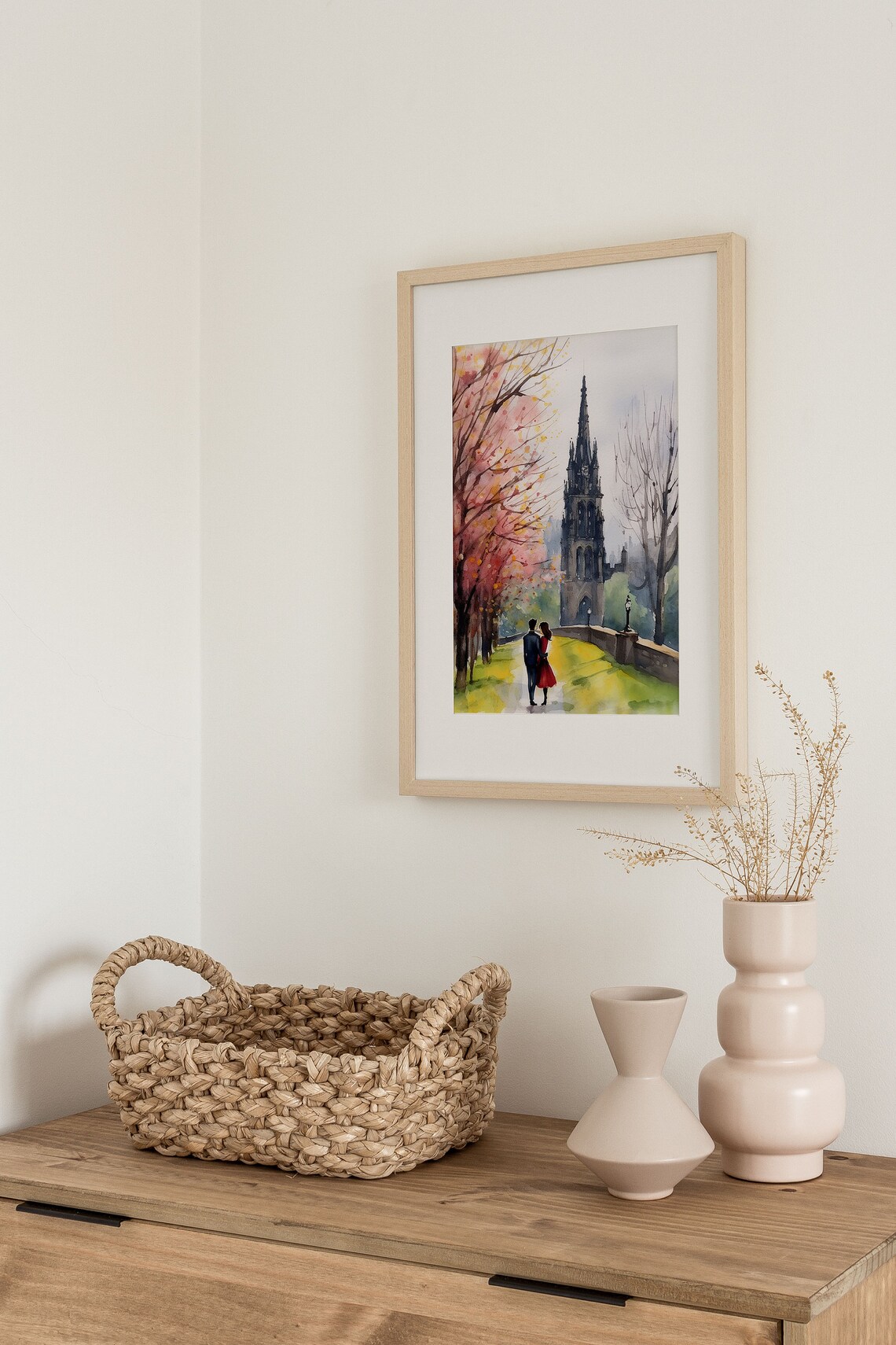 Edinburgh Couple Watercolor Art Print, Scottish Cityscape - Image 3