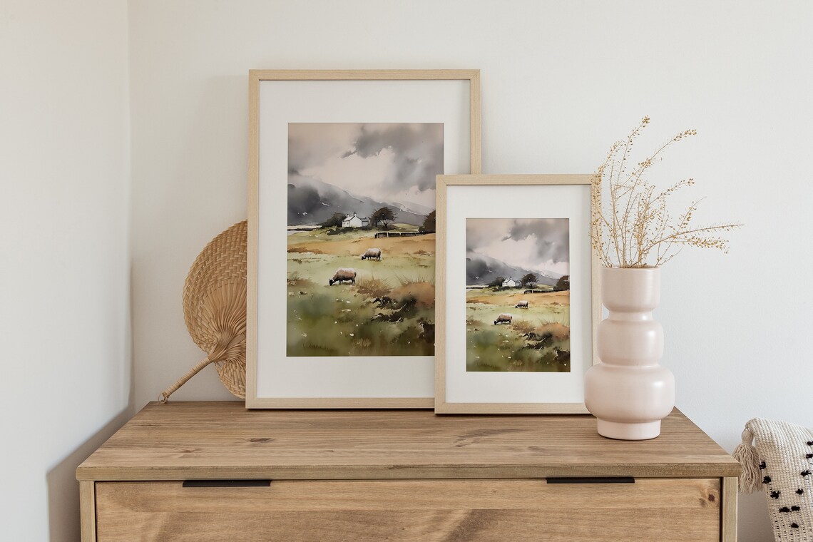 Glencoe Scottish Farm Watercolor Print, Farmhouse - Image 2