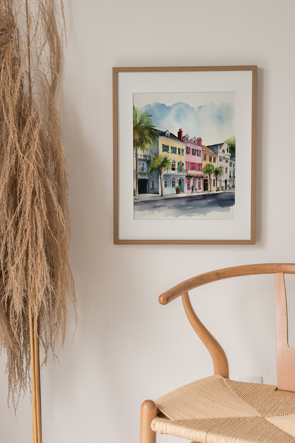 Rainbow Row Watercolor Charleston Cityscape Art Print - Image 2