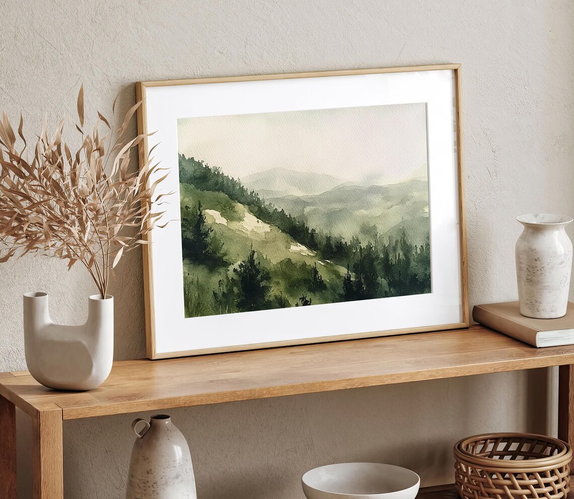 Berkshires Mountains Watercolor Art Print, Landscape - Image 2