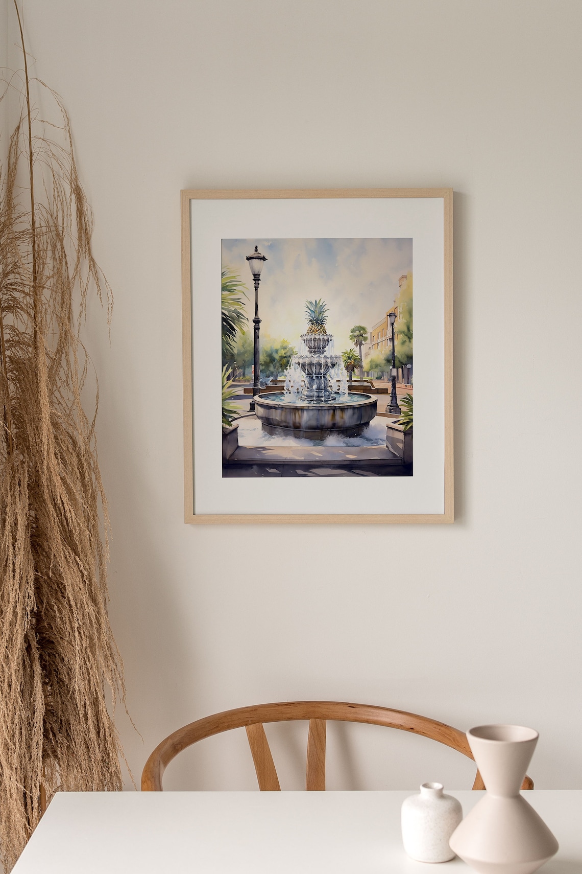 Pineapple Fountain Charleston Watercolor Travel Poster - Image 4