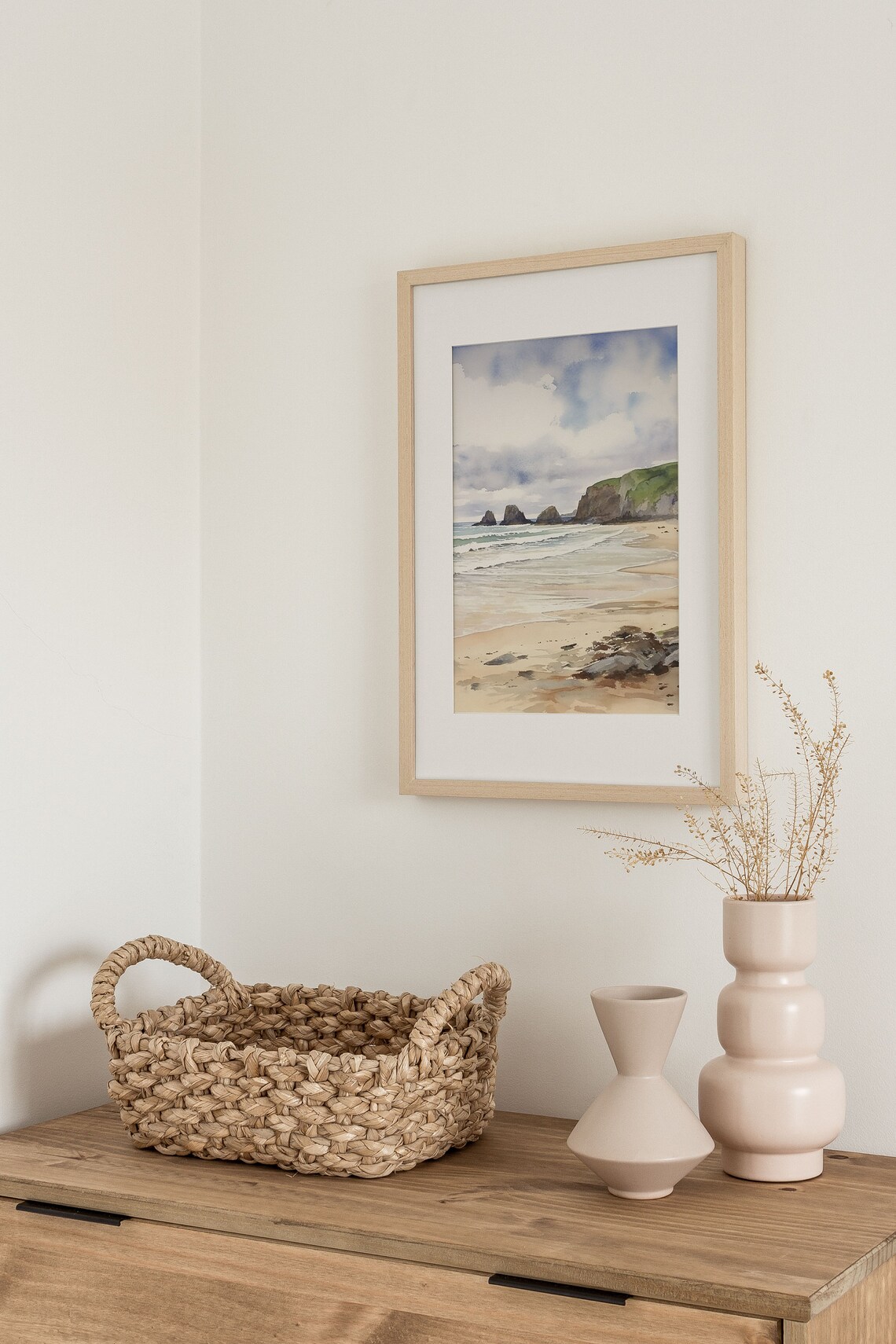 Holywell Bay Watercolor Art Print, Cornwall Beach - Image 4