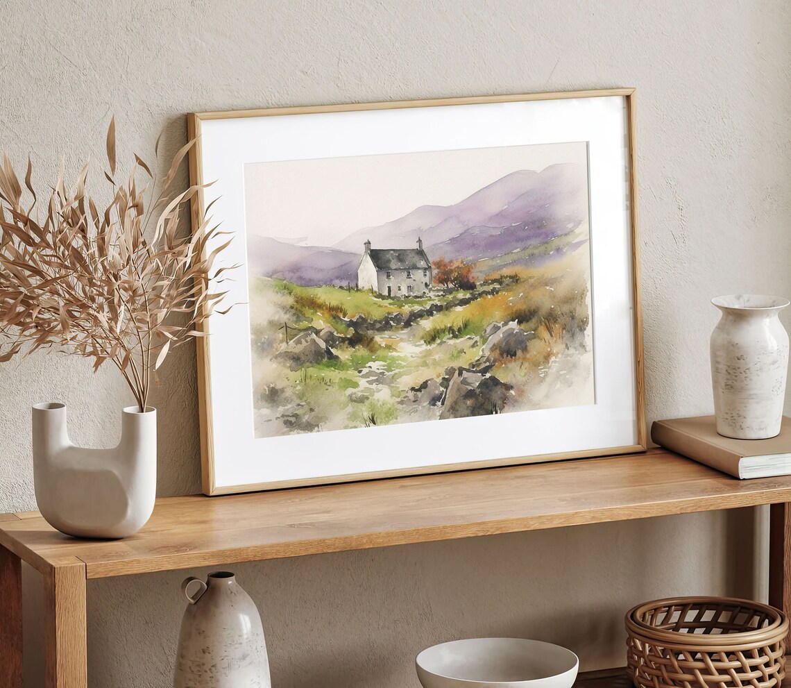 Irish Thatched Cottage Painting, County Donegal Landscape - Image 3