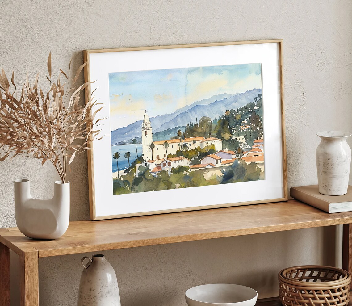 Santa Barbara Coastal Watercolor Art Print - Image 3