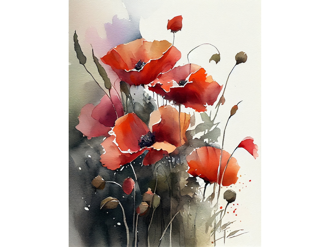 Poppy Painting Watercolor Floral Art Print