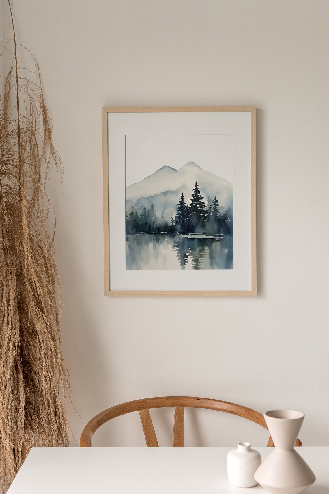 Sawtooth Lake Watercolor Mountain Lake Art Print - Image 3