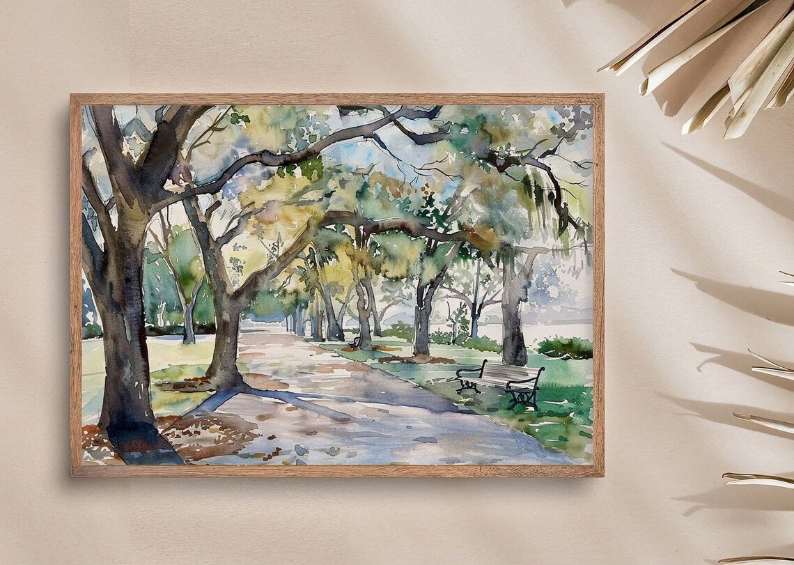Charleston White Point Garden Watercolor Art Print - Image 4