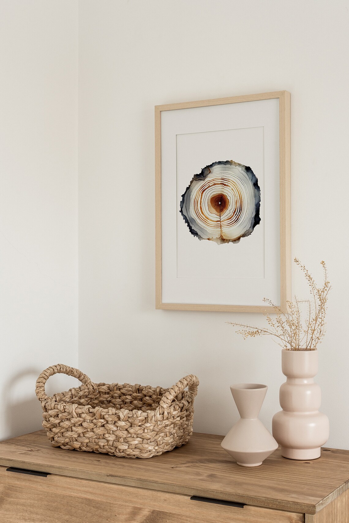 Oak Tree Ring Watercolor Art Print, Minimalist - Image 2