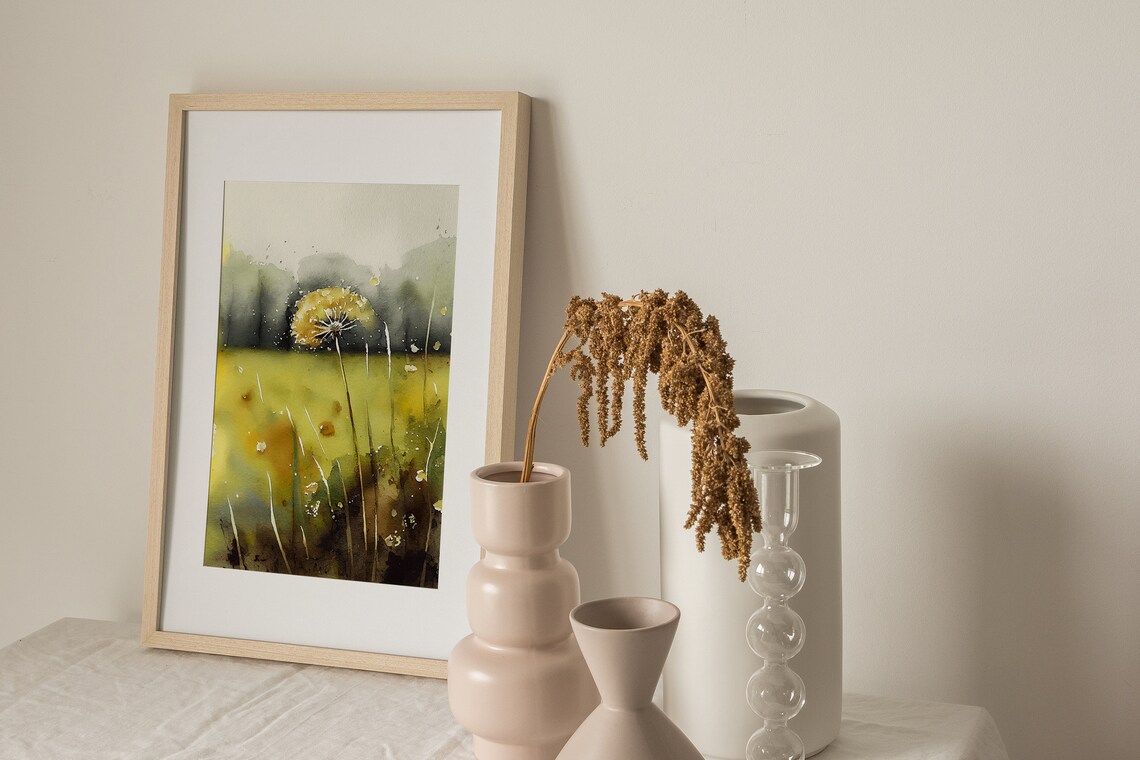 Dandelion Watercolor Floral Meadow Art Print - Image 3