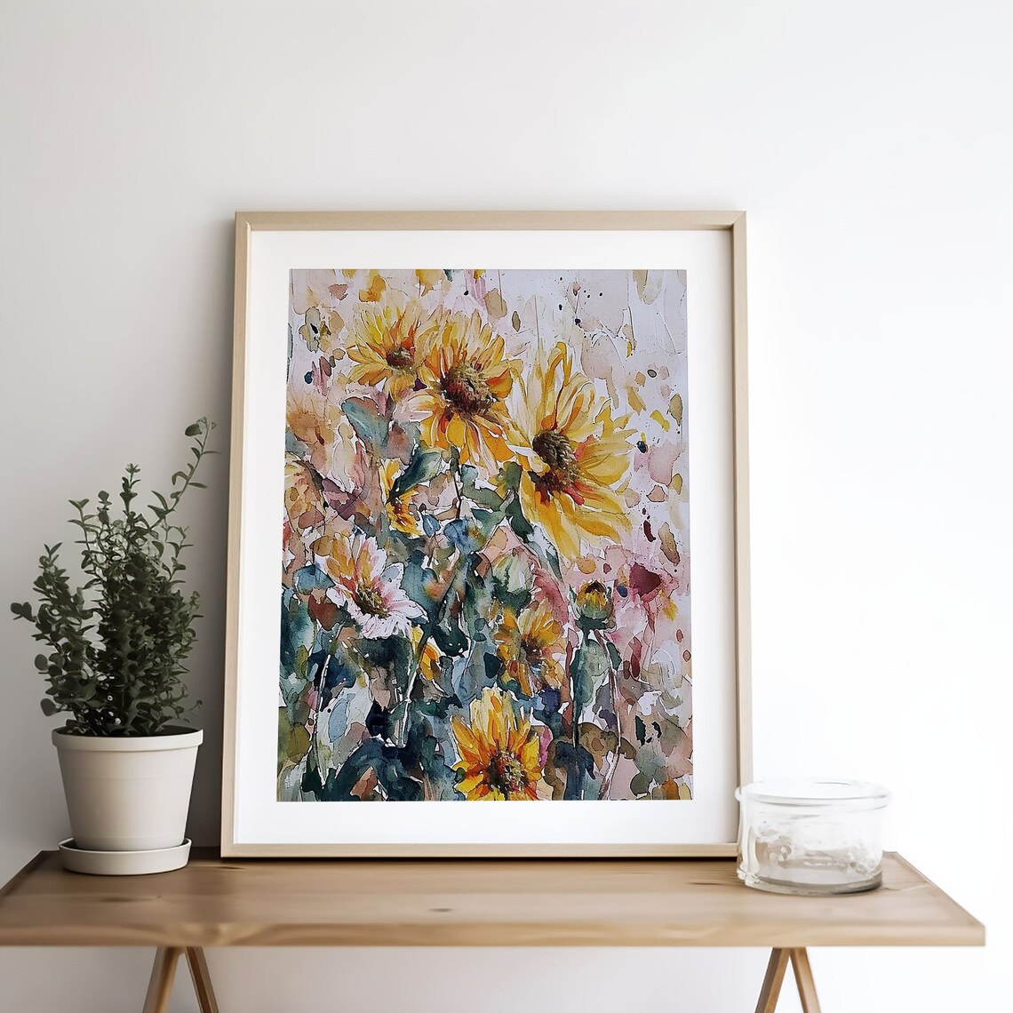 Wild Sunflower Field Golden Bloom Watercolor Floral Summer Poster - Image 5