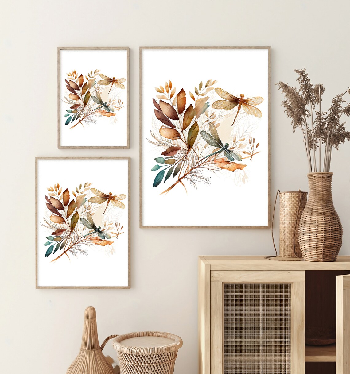 Dragonfly Watercolor Poster, Rustic Botanical Decor - Image 4