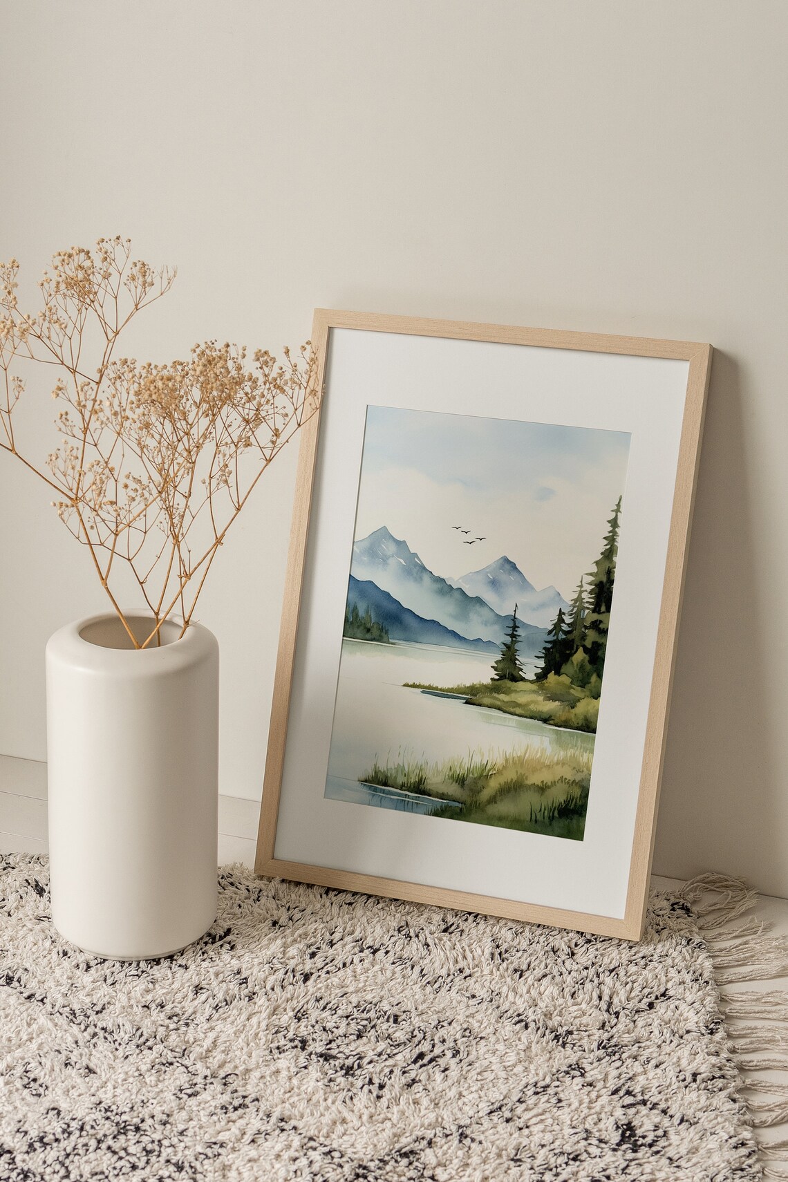 Lake Pend Oreille Watercolor Landscape Art Print - Image 4