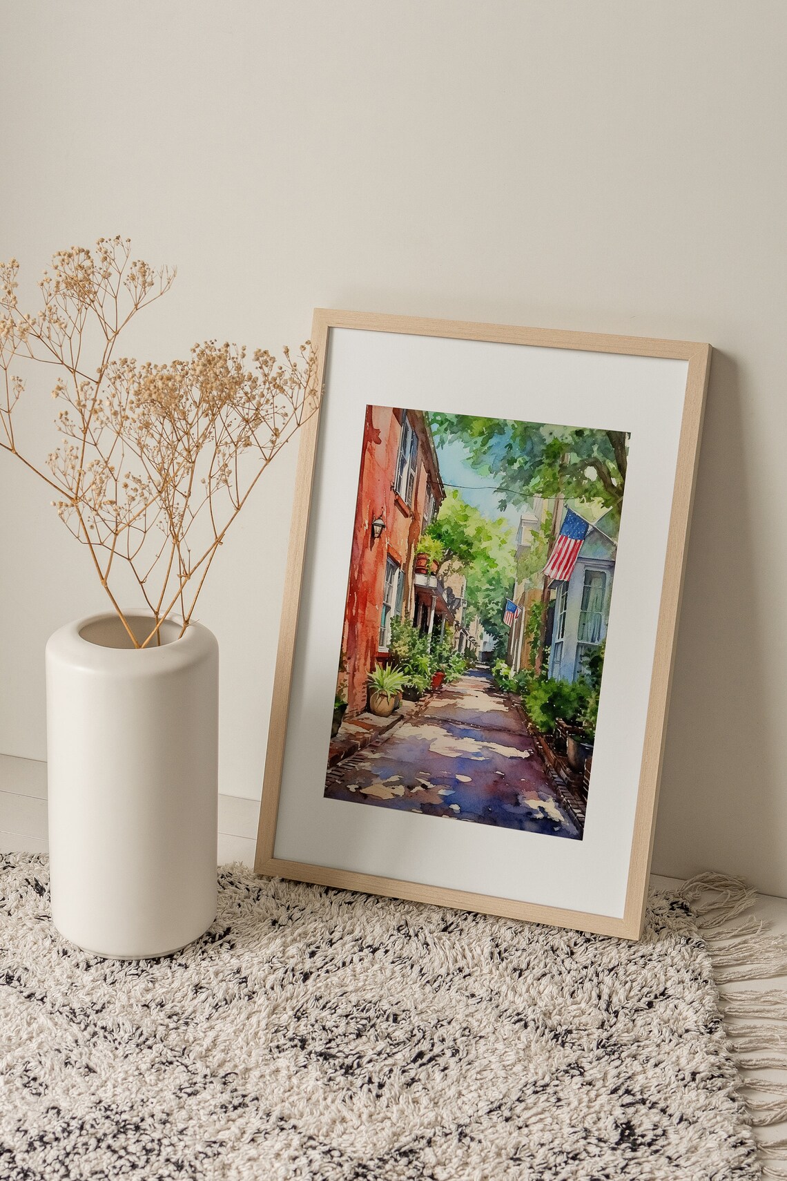Charleston SC Watercolor Cityscape, South Carolina Art Print - Image 3