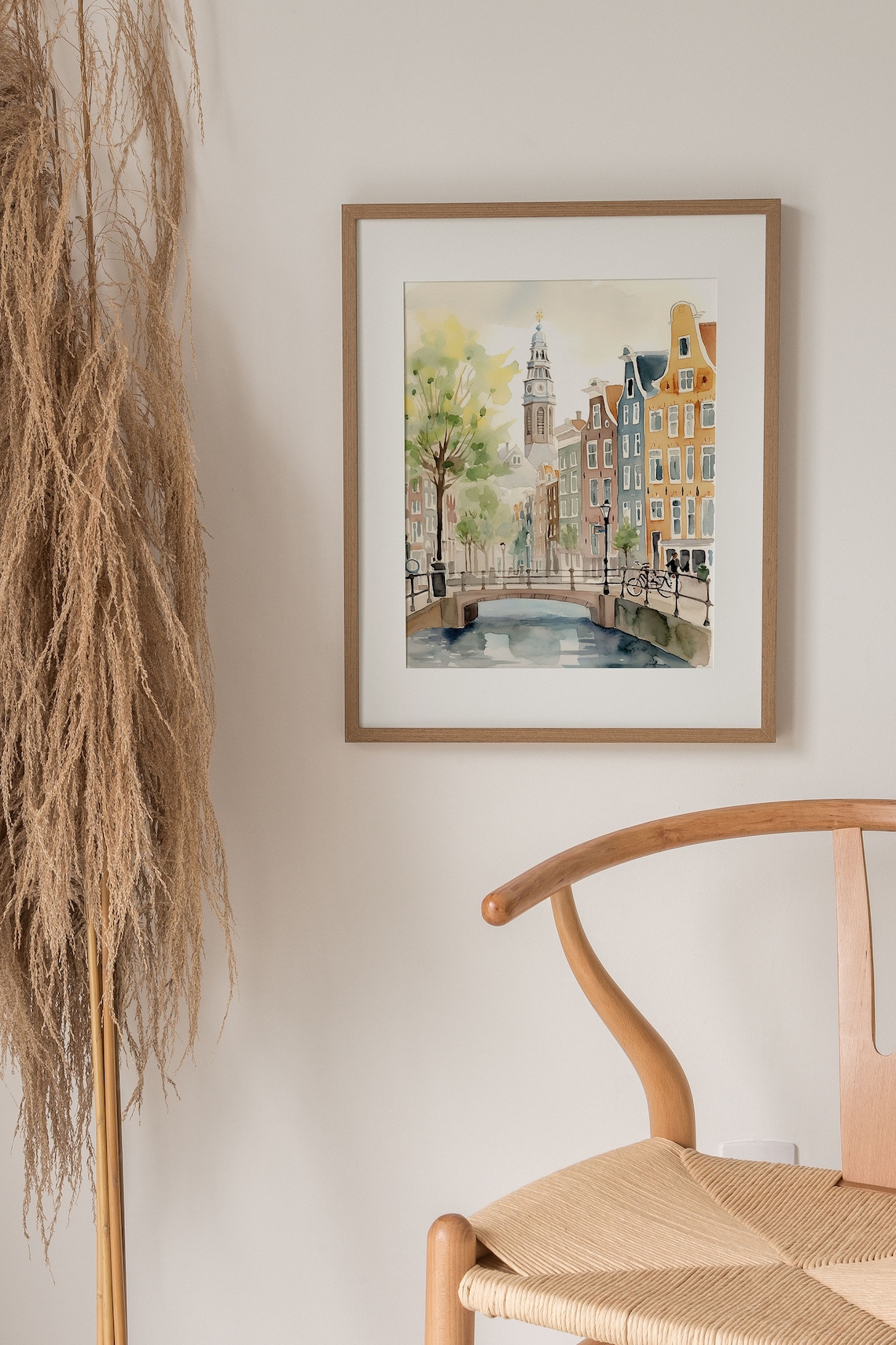 Amsterdam Spring Cityscape Watercolor Art Print - Image 3