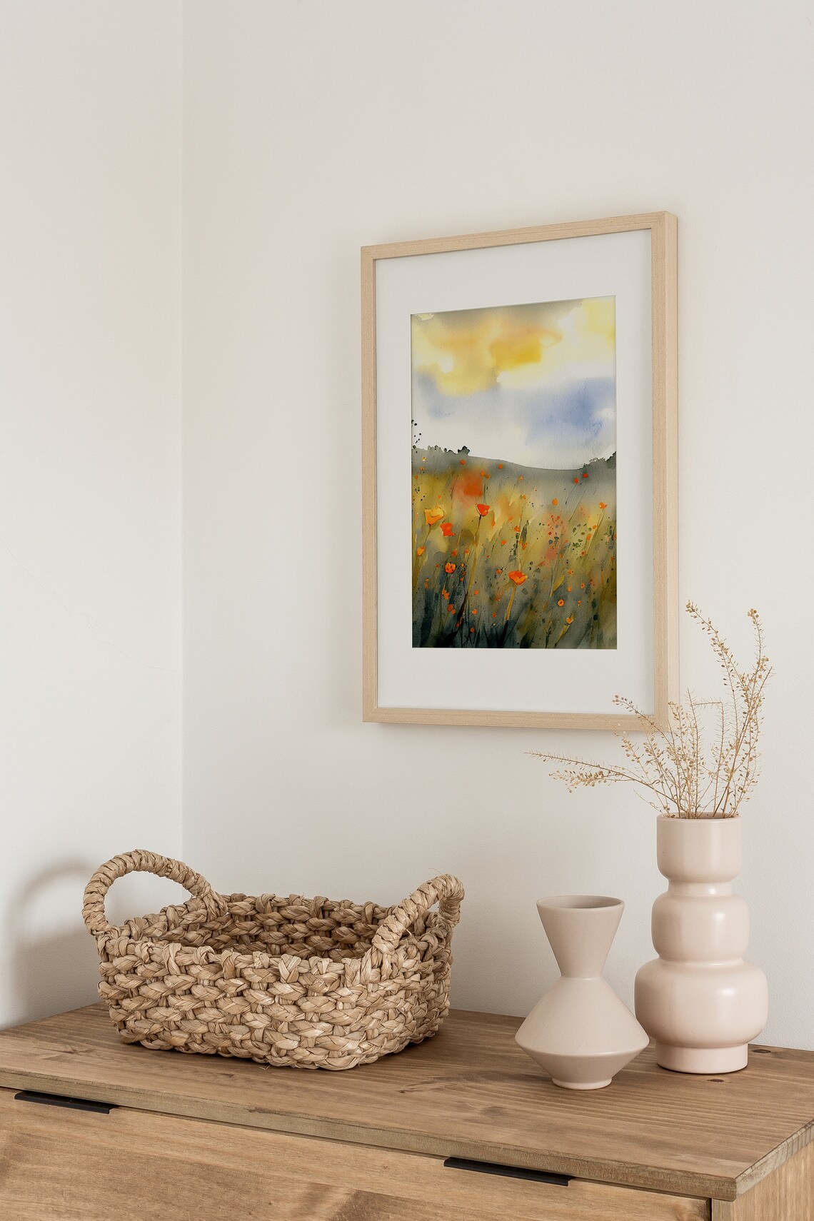 Poppy Watercolor Wildflowers Art Print, California Fields - Image 3