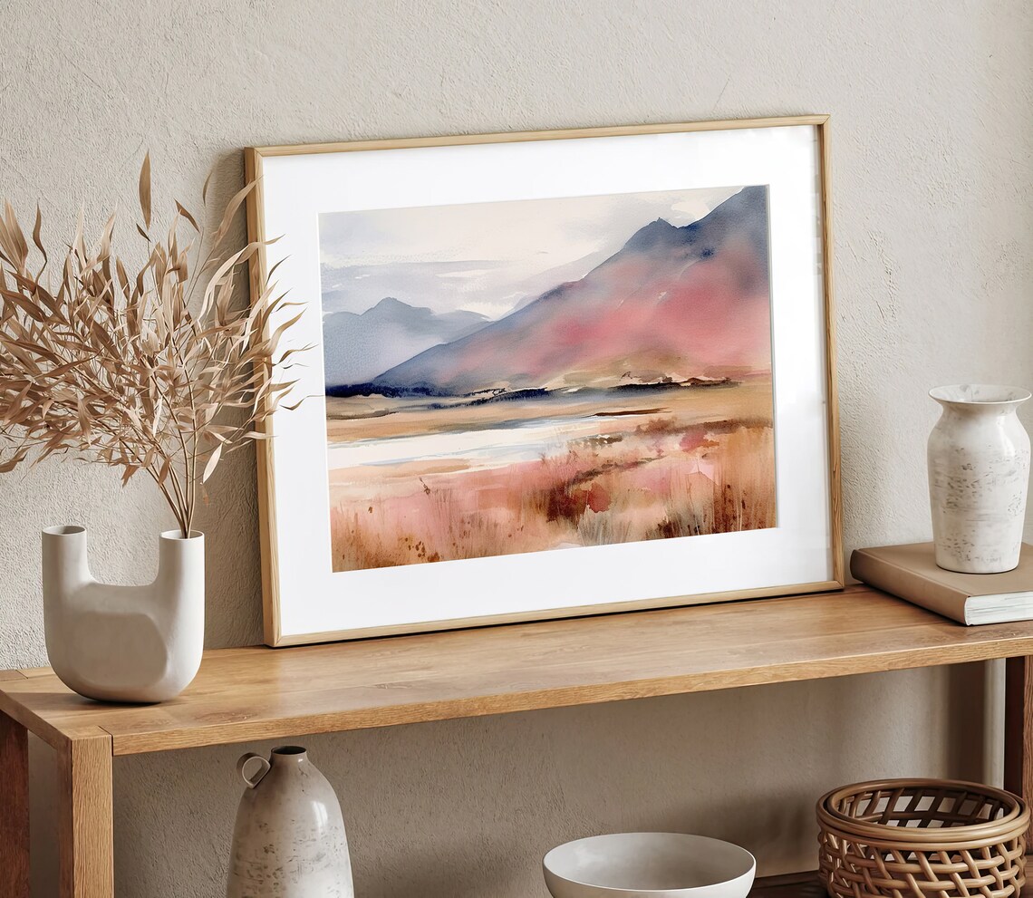 Outer Hebrides Watercolor Print, Scottish Hills Landscape - Image 2