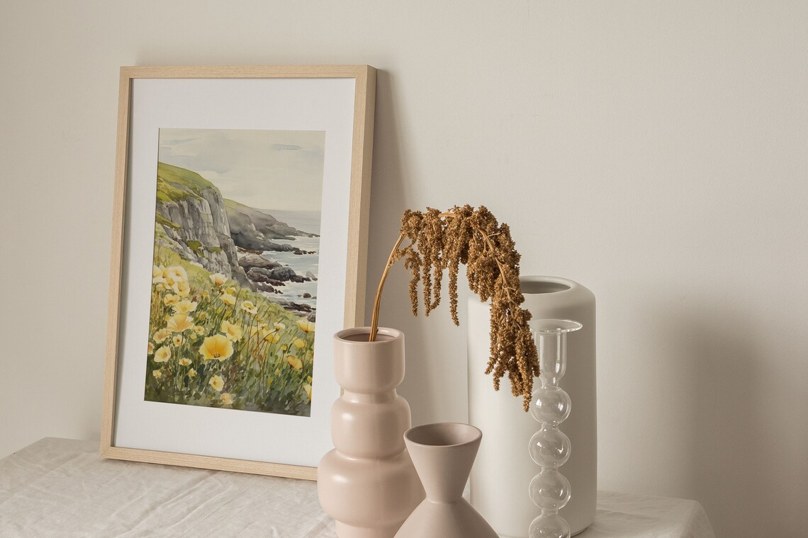 Kerry Cliffs Watercolor Coastal Landscape Art Print - Image 4